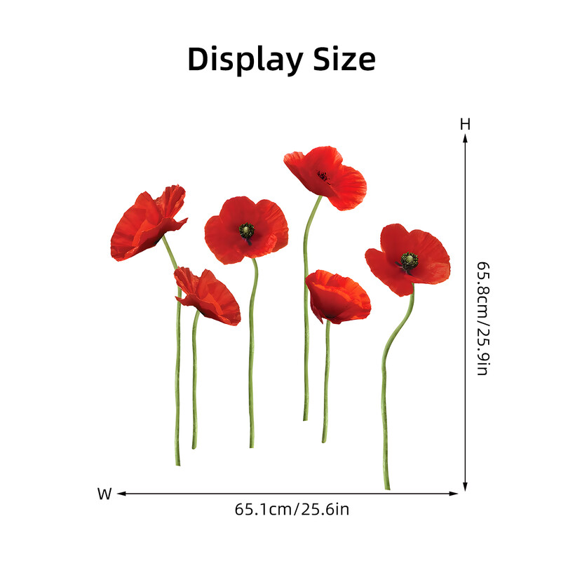 1db akvarell piros virágos fali matricák gyerekszoba ajtaja kivehető hálószoba nappali fali dekorációs falmatricák