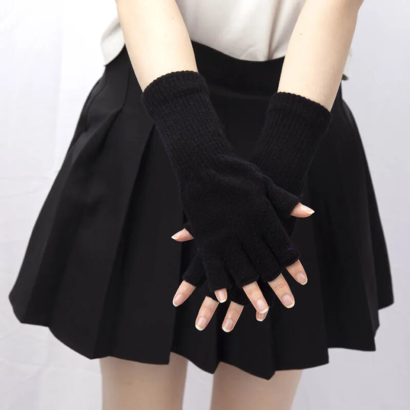 2022. Nove uniseks crno-bijele rukavice bez prstiju s pola prsta Ženske i muške vunene pletene pamučne rukavice Jesen Zima Tople radne rukavice