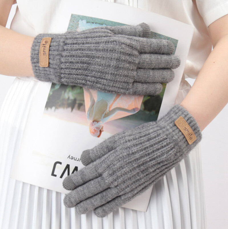 Vyrai Moteriškos megztos pirštinės juodos žieminės liečiamuoju ekranu vyriškos storos šiltos vilnos kašmyro kietos juostelės pirštinės verslo rudens darbo pirštinės