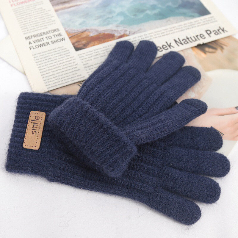 Vyrai Moteriškos megztos pirštinės juodos žieminės liečiamuoju ekranu vyriškos storos šiltos vilnos kašmyro kietos juostelės pirštinės verslo rudens darbo pirštinės