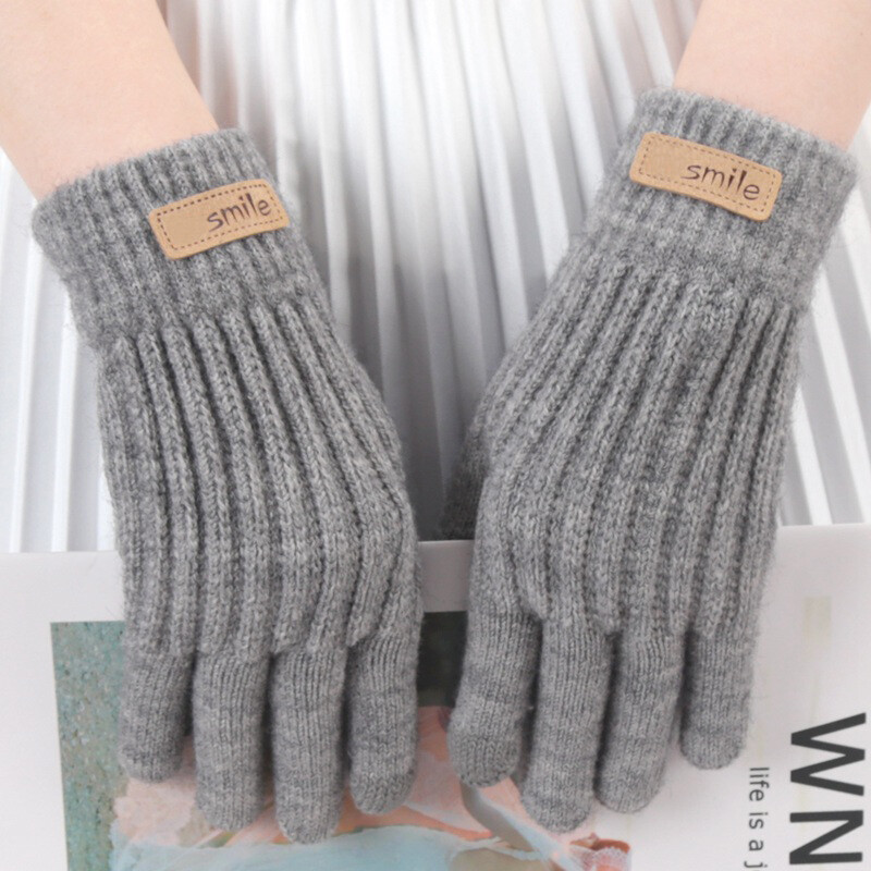 Vyrai Moteriškos megztos pirštinės juodos žieminės liečiamuoju ekranu vyriškos storos šiltos vilnos kašmyro kietos juostelės pirštinės verslo rudens darbo pirštinės