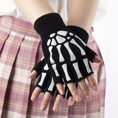 1 pár fekete uniszex félujjas ujj nélküli kesztyű nőknek Férfi Gyapjú Kötött Csukló Pamut Gótikus Kesztyű Téli Meleg edzés Kesztyűk