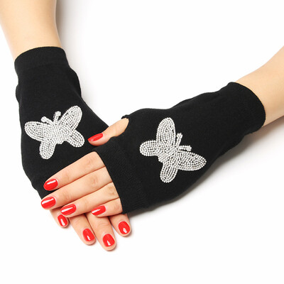 Sailor Dance Gloves Fingerless Rivet Gloves Wool Gloves Spring and Autumn Black Half Finger Gloves Performance Gloves