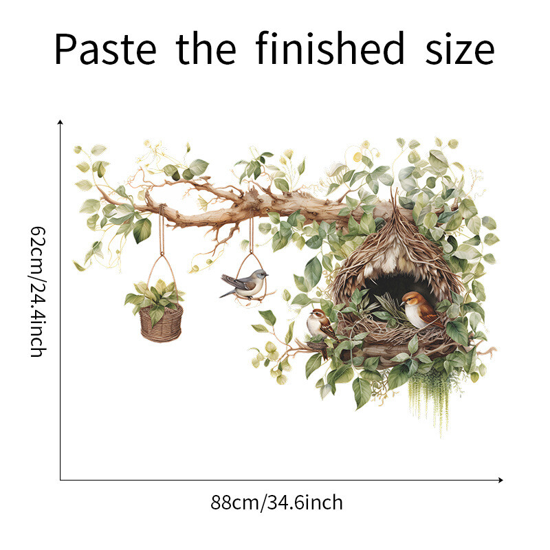 Nagy méretű falmatricák nappali hálószoba dekorációhoz kínai stílusú faágak madár falmatricák öntapadós tapéta