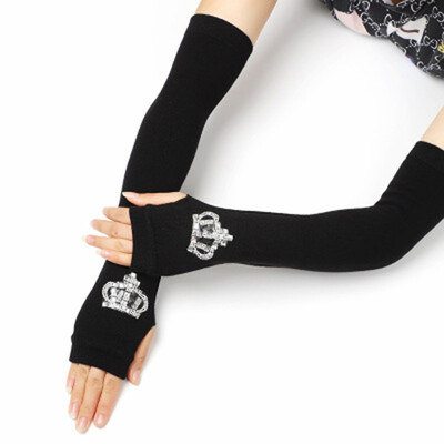 Ženske slatke zimske tople duge pletene plesne rukave bez prstiju Ženske cool animirane sova zec dijamanti zakovice šljokice manžetne rukavice A40