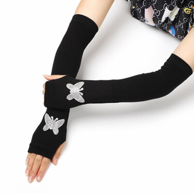 Ženske slatke zimske tople duge pletene plesne rukave bez prstiju Ženske cool animirane sova zec dijamanti zakovice šljokice manžetne rukavice A40