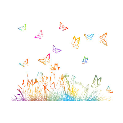 Spalvingi lapai drugelio sienos lipdukas Miegamojo Svetainės fonas Namų dekoravimo plakatas Gražinti tapetą Nuimami lipdukai