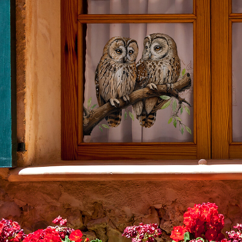 Pelėdos gėlės šakelė Sieniniai lipdukai Svetainės stiklo langai Namų dekoravimas Tapetai Miegamojo dekoras Lipnūs gyvūnų lipdukai