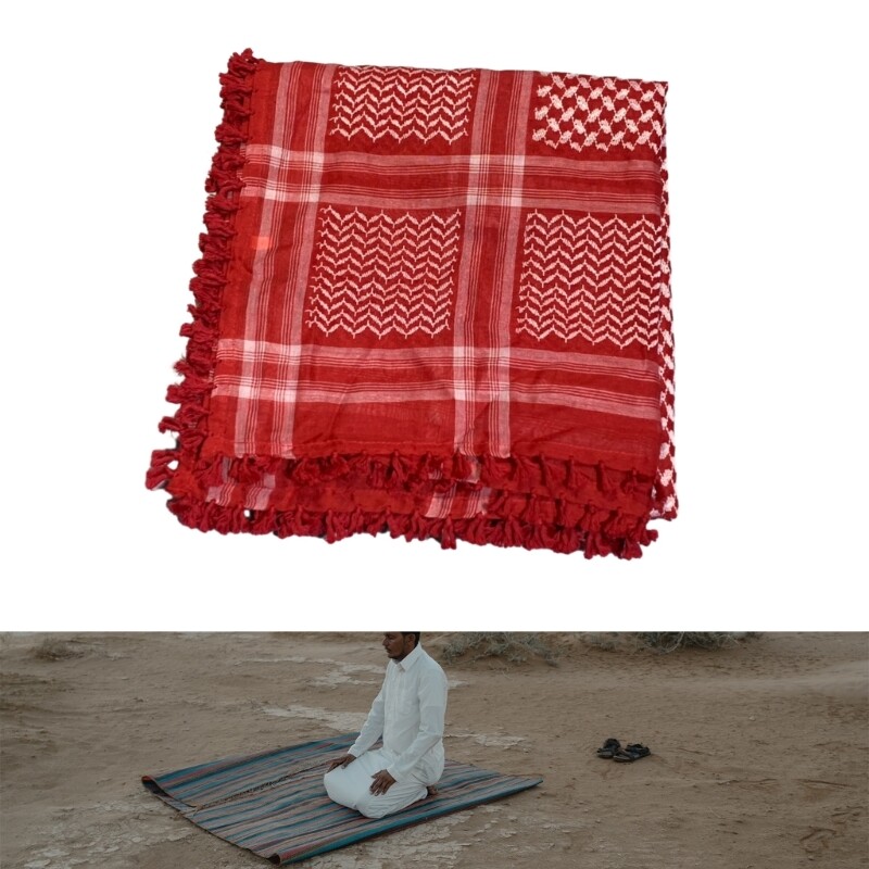 Felnőtt arab porálló sál Jacquard mintás négyzet alakú Keffiyeh fejkendővel