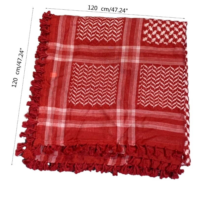 Felnőtt arab porálló sál Jacquard mintás négyzet alakú Keffiyeh fejkendővel