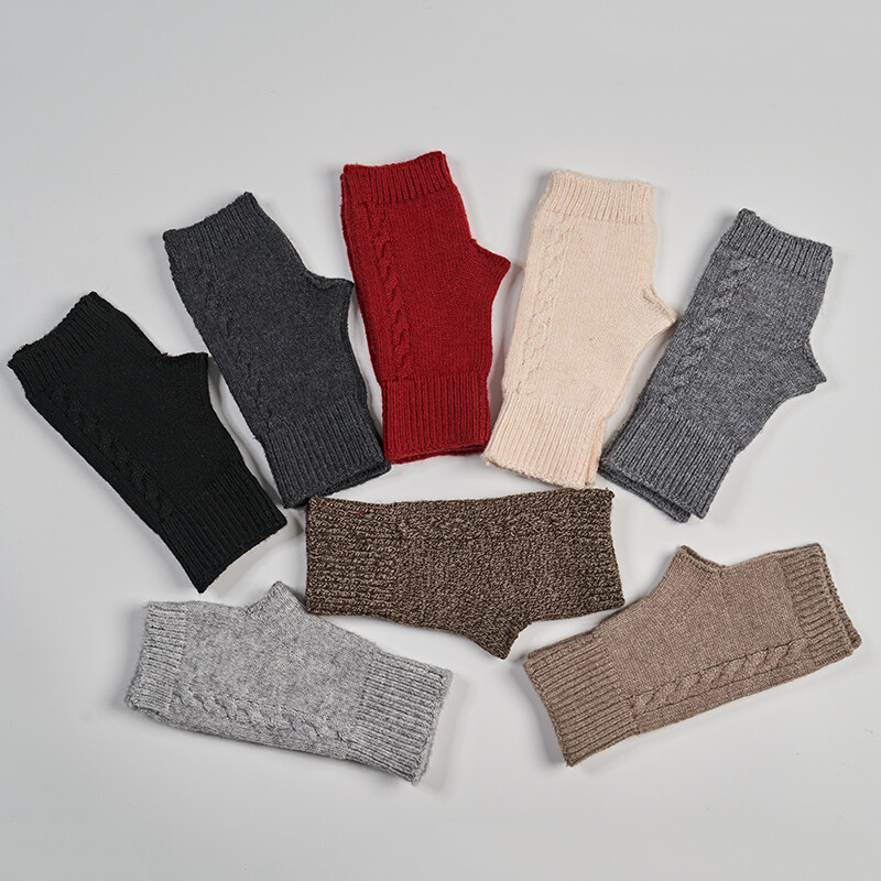 Mekana vunena debela pletena rukavica s otkrivenim prstima i rupom za palac Ženske kabelske rukavice bez šavova Jesen Jesen Ženske rukavice bez prstiju Rukavice bez rukavica