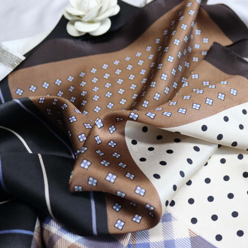 Prabangus prekės ženklo vyriškas šalikas rudeninis 100 % tikro šilko kaklaskarės dizainerio languotas dryžuotas skara 55 cm kvadratiniai kaklaraiščiai Dovanos vyrui