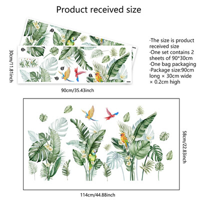 Frunze verzi tropicale Plantă Păsări Camera de zi Dormitor Autocolante decorative de perete Broasca țestoasă Autocolant frunze din spate Decor mural de artă