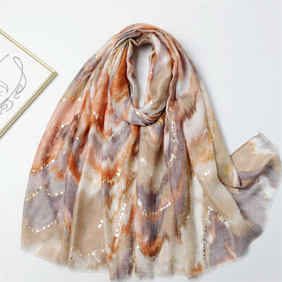 Ombre Gradient Glitter Wave csíkos viszkóz sál Kiváló minőségű nyomtatott kendők és pakolások Pashmina ellopta Bufandas Muszlim Sjaalt 2024