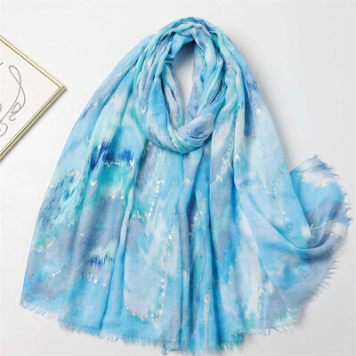 Ombre Gradient Glitter Wave csíkos viszkóz sál Kiváló minőségű nyomtatott kendők és pakolások Pashmina ellopta Bufandas Muszlim Sjaalt 2024