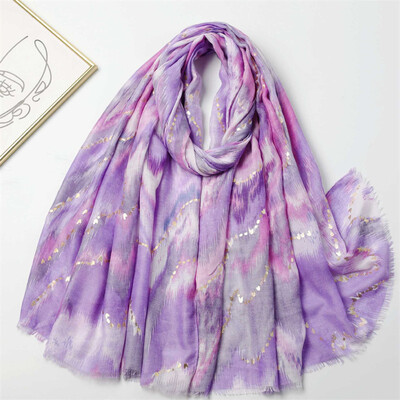 Ombre Gradient Glitter Wave csíkos viszkóz sál Kiváló minőségű nyomtatott kendők és pakolások Pashmina ellopta Bufandas Muszlim Sjaalt 2024