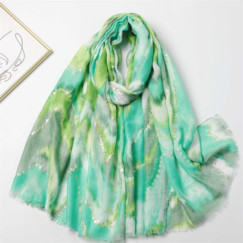 Ombre Gradient Glitter Wave csíkos viszkóz sál Kiváló minőségű nyomtatott kendők és pakolások Pashmina ellopta Bufandas Muszlim Sjaalt 2024