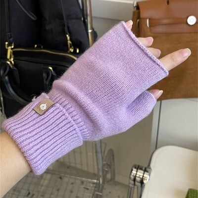 Mănuși lungi, unisex, cu jumătate de deget, pentru femei, unisex, iarnă, fără degete, de culoare solidă, gotică, din lână, mănuși de mână, accesorii pentru cosplay.