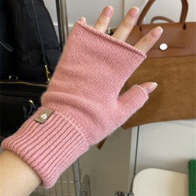 Mănuși lungi, unisex, cu jumătate de deget, pentru femei, unisex, iarnă, fără degete, de culoare solidă, gotică, din lână, mănuși de mână, accesorii pentru cosplay.