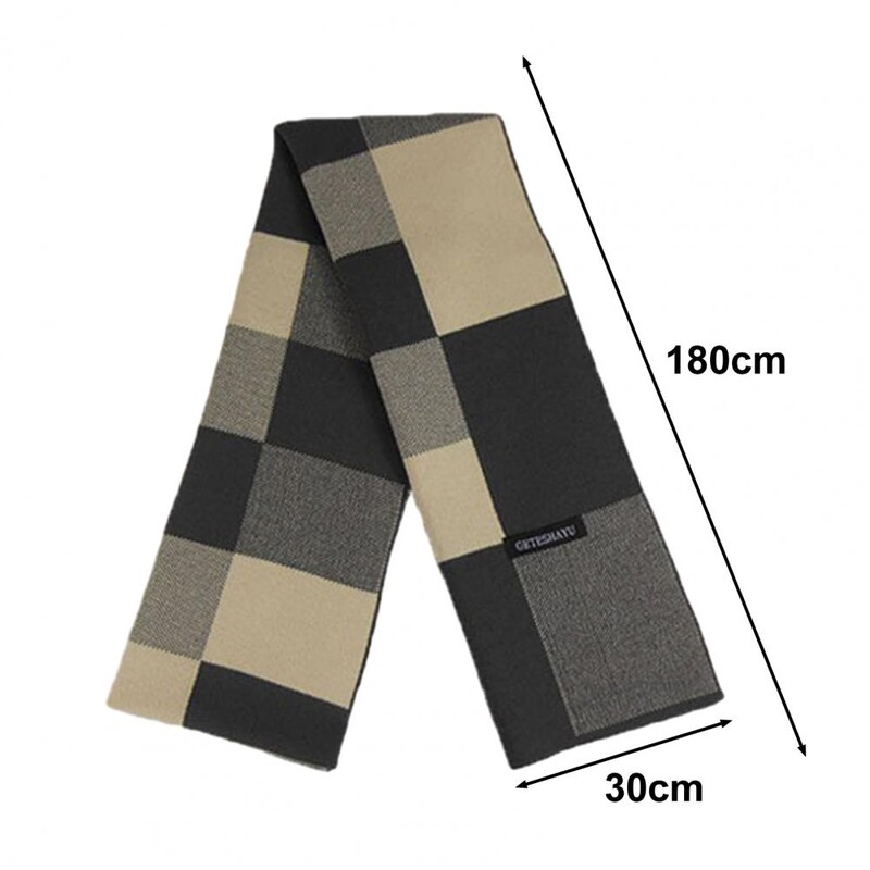 Eșarfă cu imprimeu în carouri pentru bărbați, ocazional, moale, cald, tricot, patchwork, imitație de culoare, eșarfă din cașmir, accesorii de iarnă