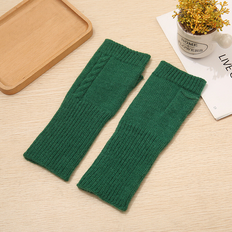 Korėjos naujos pirštinės su puse pirštų, moteriškos rudens ir žiemos vilnos, šiltos bepirščių studentų jutiklinis ekranas, stora megzta apyrankė T214