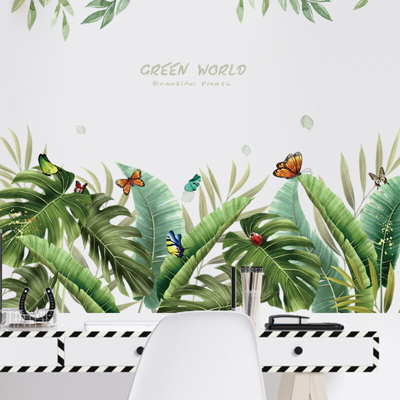 Butterfly Greenery fali matricák hálószoba kiegészítőkhöz Fali dekoráció Gyerekszoba dekoráció Szoba dekoráció Nappali dekoráció