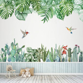 Autocolante de perete cu plante tropicale, frunze de banană, cactus, accesorii pentru dormitor, decor de cameră, decor estetic de perete, decorare pentru sufragerie