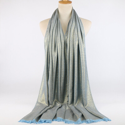 Blizgučiai Lureksas Medvilnė Auksinė Hidžabų Šalikas Moteriški Sidabriniai Kutai Šaliai Musulmonų Šalikai Galvos skara Tvirtas Apvyniojimas Galvos juosta Pashmina Stoles