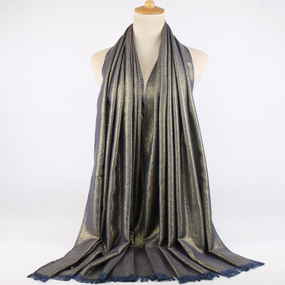 Blizgučiai Lureksas Medvilnė Auksinė Hidžabų Šalikas Moteriški Sidabriniai Kutai Šaliai Musulmonų Šalikai Galvos skara Tvirtas Apvyniojimas Galvos juosta Pashmina Stoles