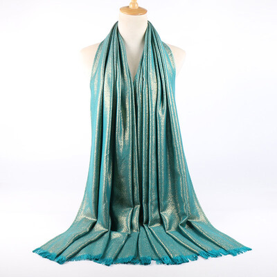 Blizgučiai Lureksas Medvilnė Auksinė Hidžabų Šalikas Moteriški Sidabriniai Kutai Šaliai Musulmonų Šalikai Galvos skara Tvirtas Apvyniojimas Galvos juosta Pashmina Stoles