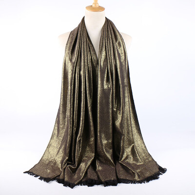 Blizgučiai Lureksas Medvilnė Auksinė Hidžabų Šalikas Moteriški Sidabriniai Kutai Šaliai Musulmonų Šalikai Galvos skara Tvirtas Apvyniojimas Galvos juosta Pashmina Stoles