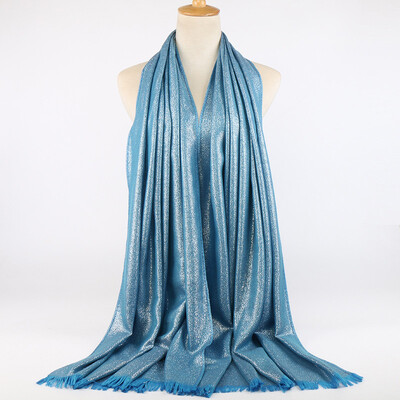 Blizgučiai Lureksas Medvilnė Auksinė Hidžabų Šalikas Moteriški Sidabriniai Kutai Šaliai Musulmonų Šalikai Galvos skara Tvirtas Apvyniojimas Galvos juosta Pashmina Stoles