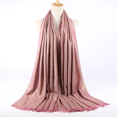 Blizgučiai Lureksas Medvilnė Auksinė Hidžabų Šalikas Moteriški Sidabriniai Kutai Šaliai Musulmonų Šalikai Galvos skara Tvirtas Apvyniojimas Galvos juosta Pashmina Stoles