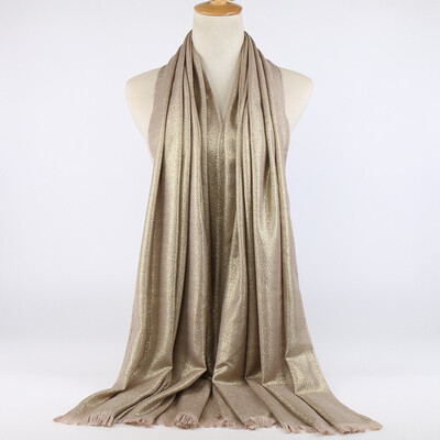 Blizgučiai Lureksas Medvilnė Auksinė Hidžabų Šalikas Moteriški Sidabriniai Kutai Šaliai Musulmonų Šalikai Galvos skara Tvirtas Apvyniojimas Galvos juosta Pashmina Stoles