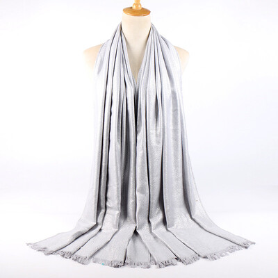 Blizgučiai Lureksas Medvilnė Auksinė Hidžabų Šalikas Moteriški Sidabriniai Kutai Šaliai Musulmonų Šalikai Galvos skara Tvirtas Apvyniojimas Galvos juosta Pashmina Stoles