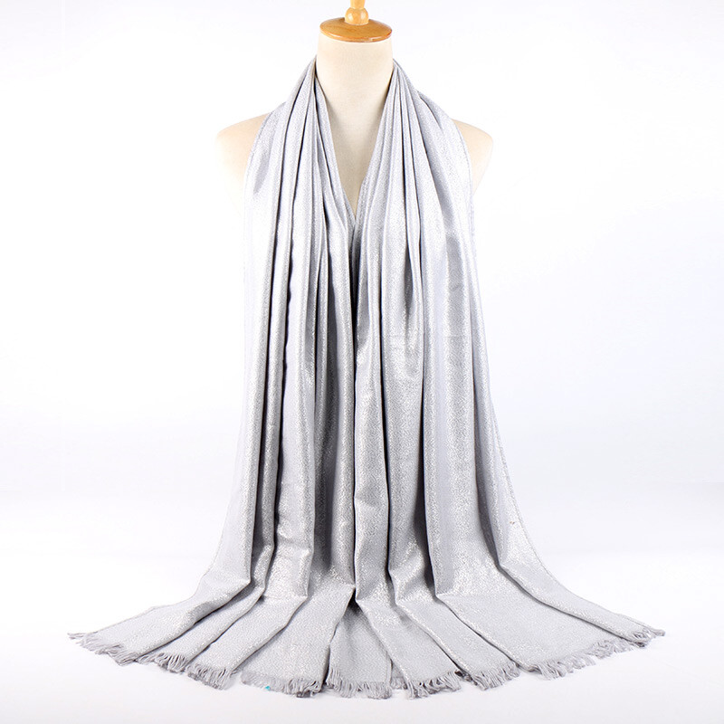 Blizgučiai Lureksas Medvilnė Auksinė Hidžabų Šalikas Moteriški Sidabriniai Kutai Šaliai Musulmonų Šalikai Galvos skara Tvirtas Apvyniojimas Galvos juosta Pashmina Stoles