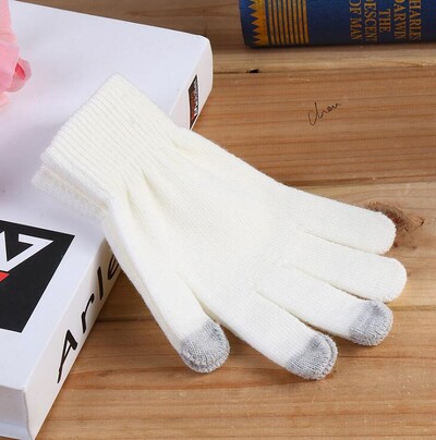 Mănuși tricotate din lână de cașmir pentru femei, toamnă iarnă, mănuși groase și calde, mănuși de pluș în interior, mănuși solide pentru telefon mobil, tabletă