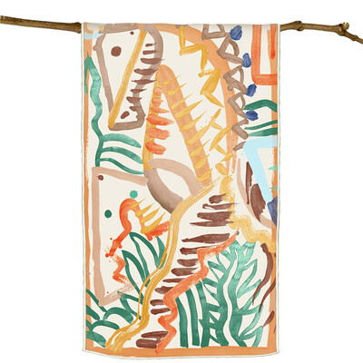 POBING Twill Μεταξωτό Φουλάρι Γυναικείο Poncho Χέρι ρολό γκράφιτι με εμπριμέ μακριά κασκόλ Περιτυλίγματα Bandana Big Shawl Hijabs Γυναικεία φουλάρια