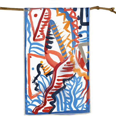 POBING Twill Μεταξωτό Φουλάρι Γυναικείο Poncho Χέρι ρολό γκράφιτι με εμπριμέ μακριά κασκόλ Περιτυλίγματα Bandana Big Shawl Hijabs Γυναικεία φουλάρια