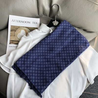 Eșarfă din bumbac și in și stil etnic pentru femei noi, eșarfă boemă de călătorie, culoare uni, eșarfă de mătase cu franjuri, stea cu șase colțuri