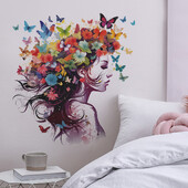 1db Festett Virágok Butterfly Beauty Otthon Hálószoba Nappali Háttér Dekoráció Falragasztó Öntapadó