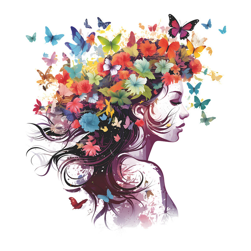 1db Festett Virágok Butterfly Beauty Otthon Hálószoba Nappali Háttér Dekoráció Falragasztó Öntapadó