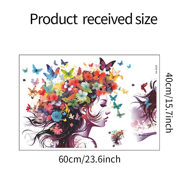 1db Festett Virágok Butterfly Beauty Otthon Hálószoba Nappali Háttér Dekoráció Falragasztó Öntapadó