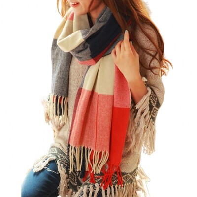 Kašmyro imitacija stora skara moteriška skara Elegantiška kašmyro imitacijos languota skara su kutais moteriška šilumai