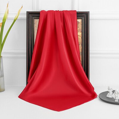 90 cm új luxus egyszerűség egyszínű monokróm női fényvédő kendő nagy négyzet alakú sál selyem sál mellkasi sál