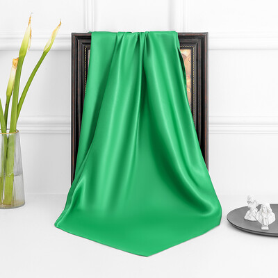 90 cm új luxus egyszerűség egyszínű monokróm női fényvédő kendő nagy négyzet alakú sál selyem sál mellkasi sál