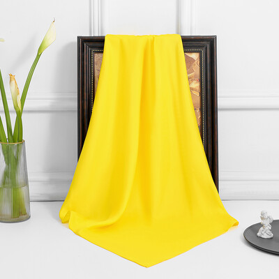 90 cm új luxus egyszerűség egyszínű monokróm női fényvédő kendő nagy négyzet alakú sál selyem sál mellkasi sál