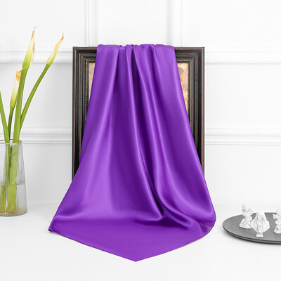 90 cm új luxus egyszerűség egyszínű monokróm női fényvédő kendő nagy négyzet alakú sál selyem sál mellkasi sál