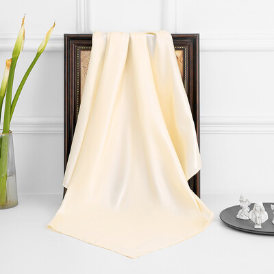 90 cm új luxus egyszerűség egyszínű monokróm női fényvédő kendő nagy négyzet alakú sál selyem sál mellkasi sál