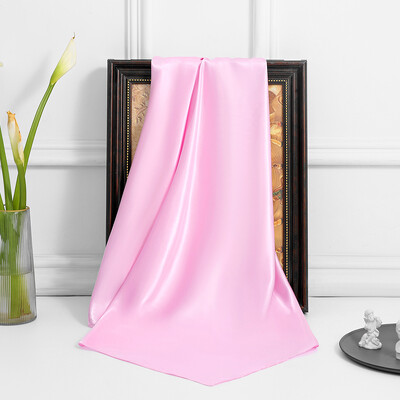 90 cm új luxus egyszerűség egyszínű monokróm női fényvédő kendő nagy négyzet alakú sál selyem sál mellkasi sál